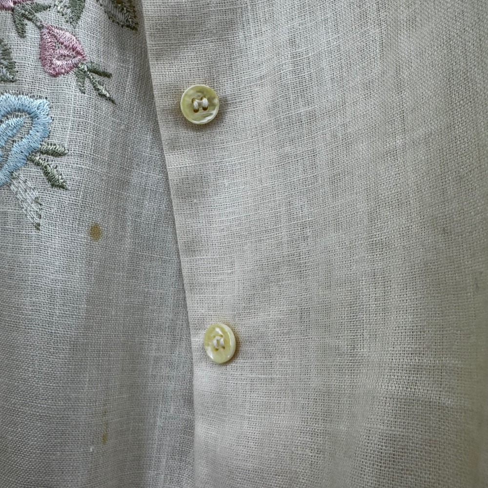 Vintage Handmade Embroidered Lace Linen Dress Cream Cottagecore Project Piece - Picture 10 of 16